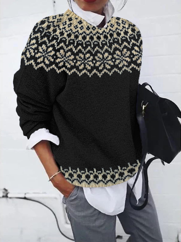 Women's Fair Isle Crew Neck Knit Jumper | Oversized