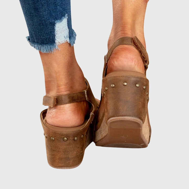 Women's Peep Toe Wedge Ankle Strap Sandals | Hook and Loop