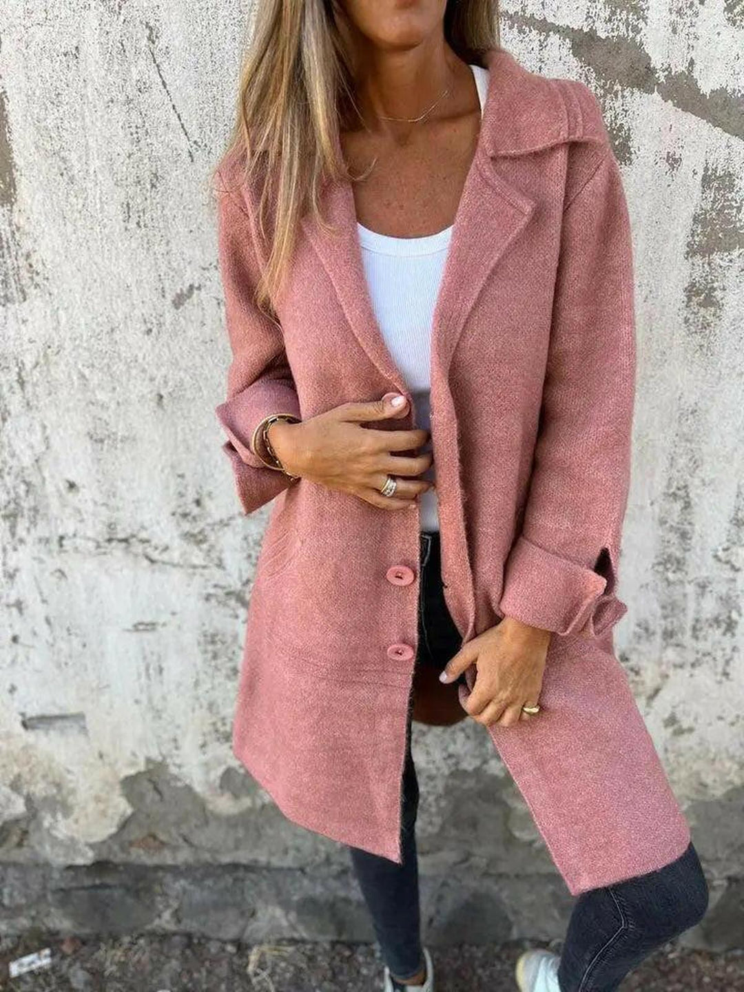 Women’s Relaxed Fit Long-Sleeve Coat | Front Pockets