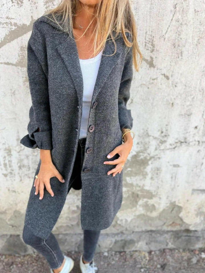 Women’s Relaxed Fit Long-Sleeve Coat | Front Pockets