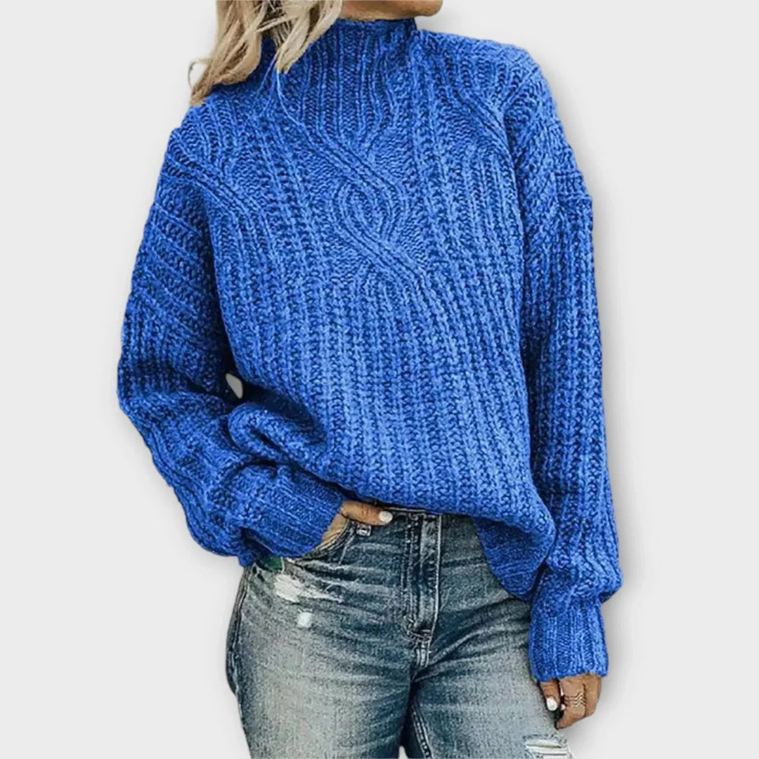 Women's Cable Knit Mock Neck Jumper | Winter