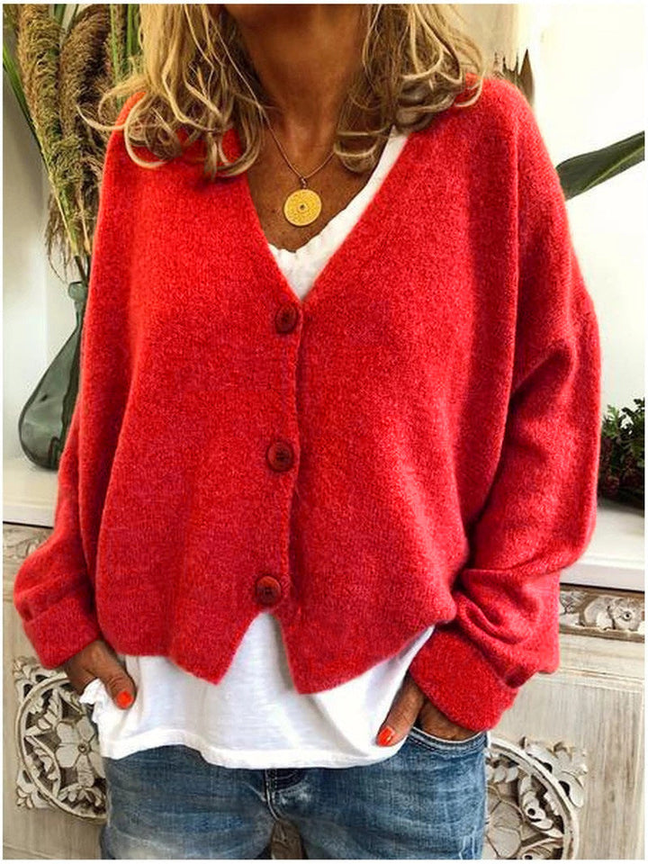 Women's Cropped Button Front Cardigan | V-Neck