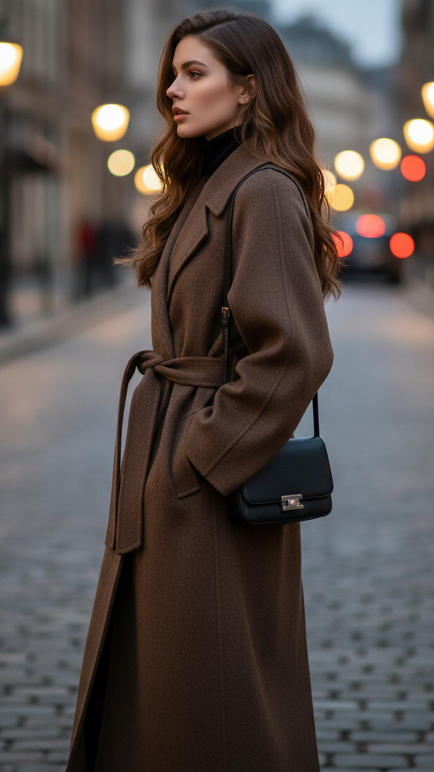 Women’s Belted Notch Lapel Long Coat | Tailored