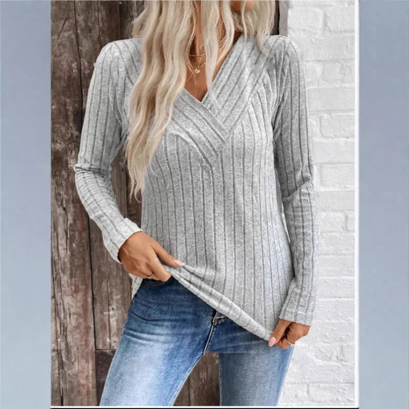 Women's Ribbed Wrap Front Top | V-Neck