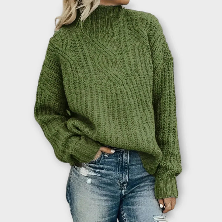 Women's Cable Knit Mock Neck Jumper | Winter