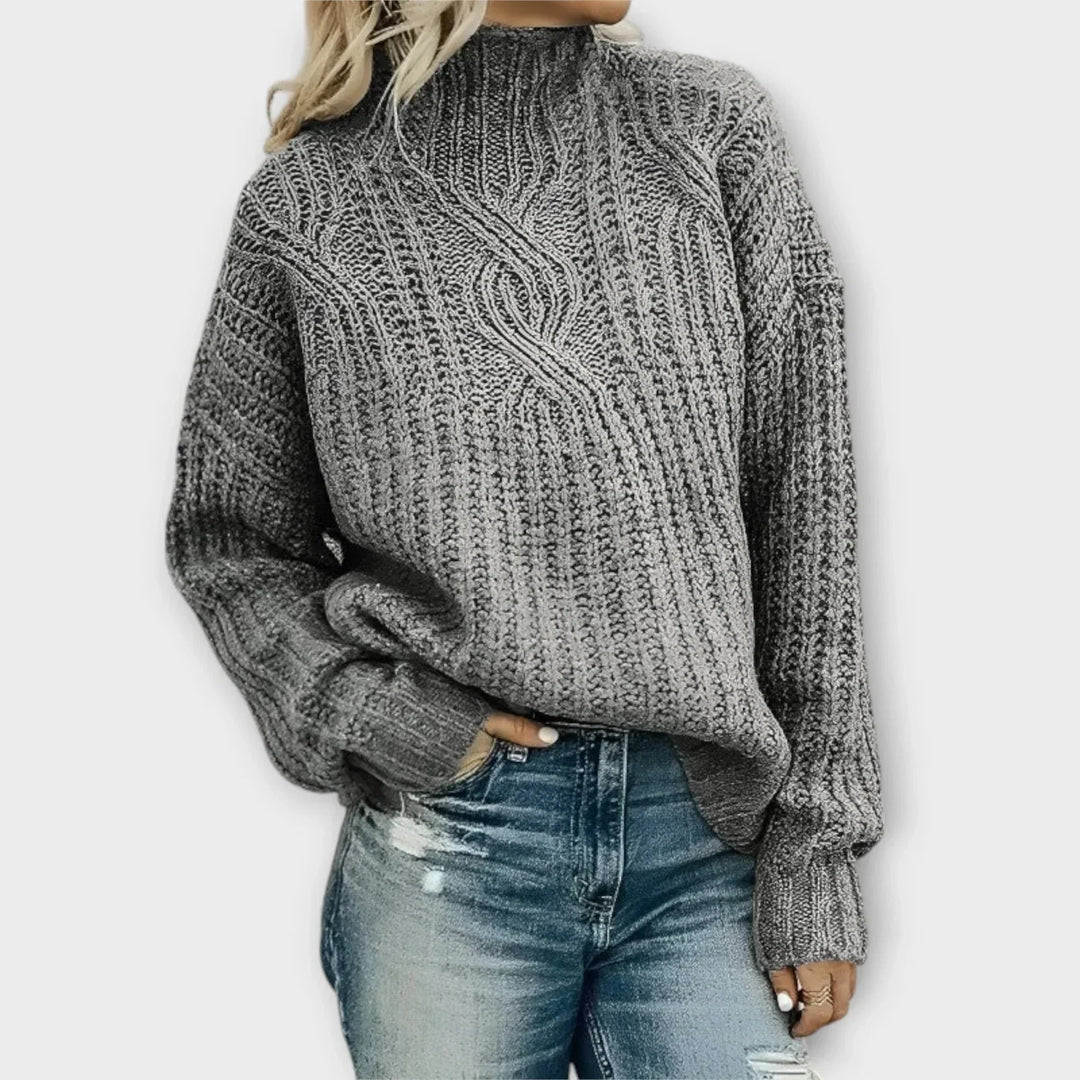 Women's Cable Knit Mock Neck Jumper | Winter