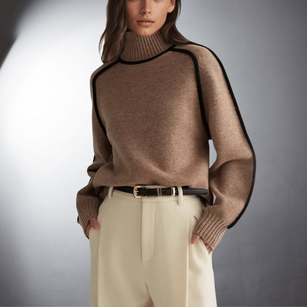 Women's Contrast Turtleneck Jumper | Raglan