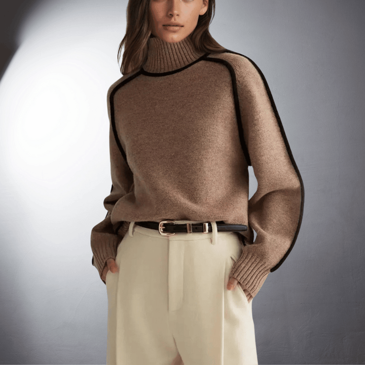 Women's Contrast Turtleneck Jumper | Raglan