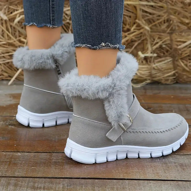 Women's Winter Buckle Ankle Boots | Flat