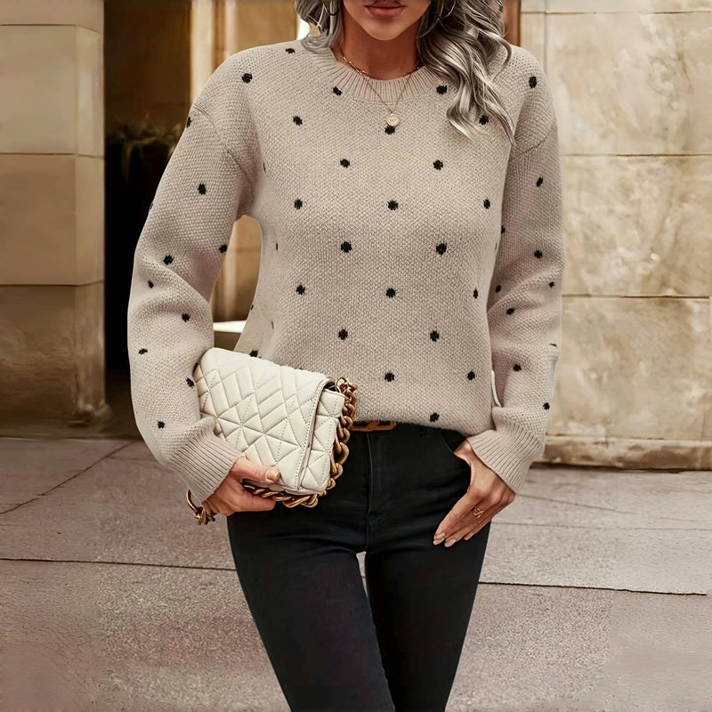 Women's Polka Dot Crew Neck Sweater | Casual