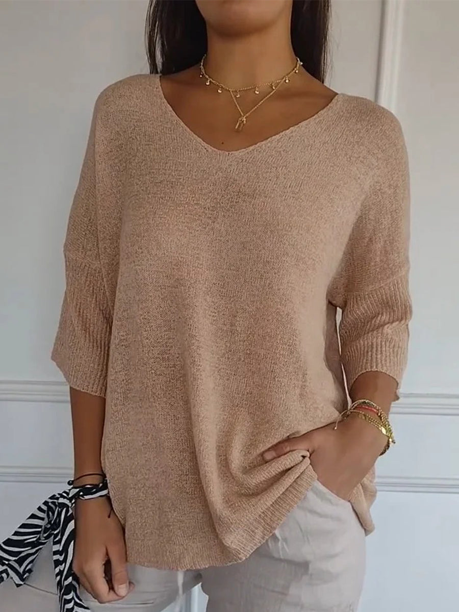 Women's Casual Knit Top | Three Quarter Sleeves