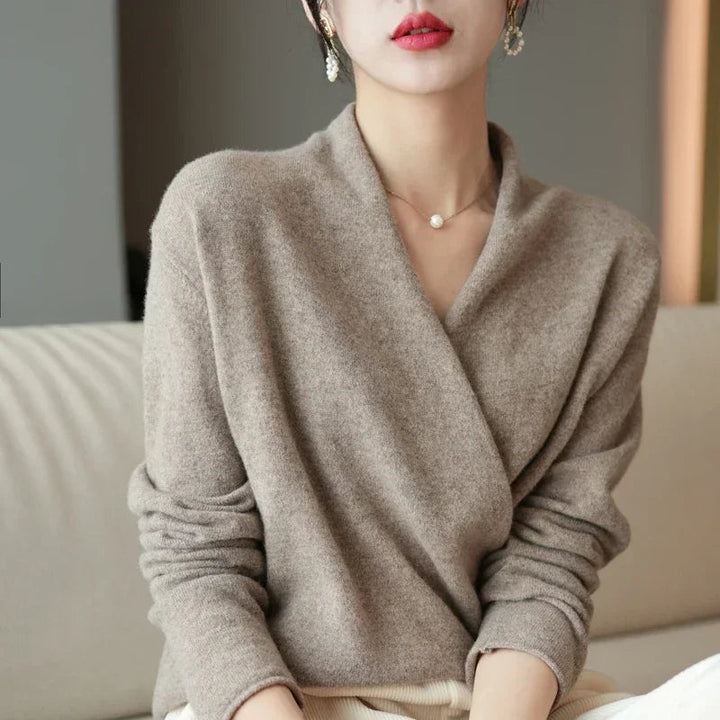 Women's Winter Wrap Knit Jumper | V Neck