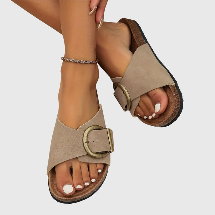 Women's Buckle Strap Detail Slide Sandals | Slip On