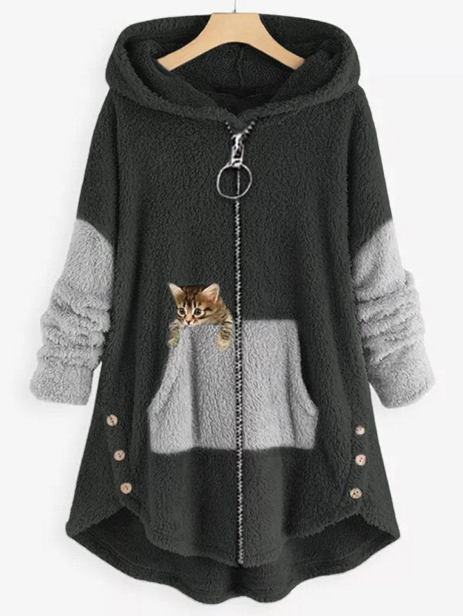 Women's Long Winter Knitted Hoodie | Zip Up