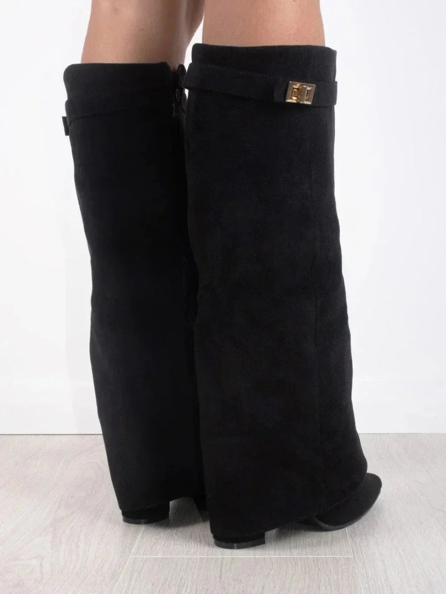 Women's Fold Over Knee High Boots | Pointed Toe