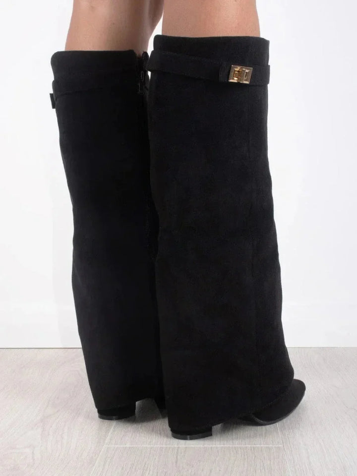 Women's Fold Over Knee High Boots | Pointed Toe