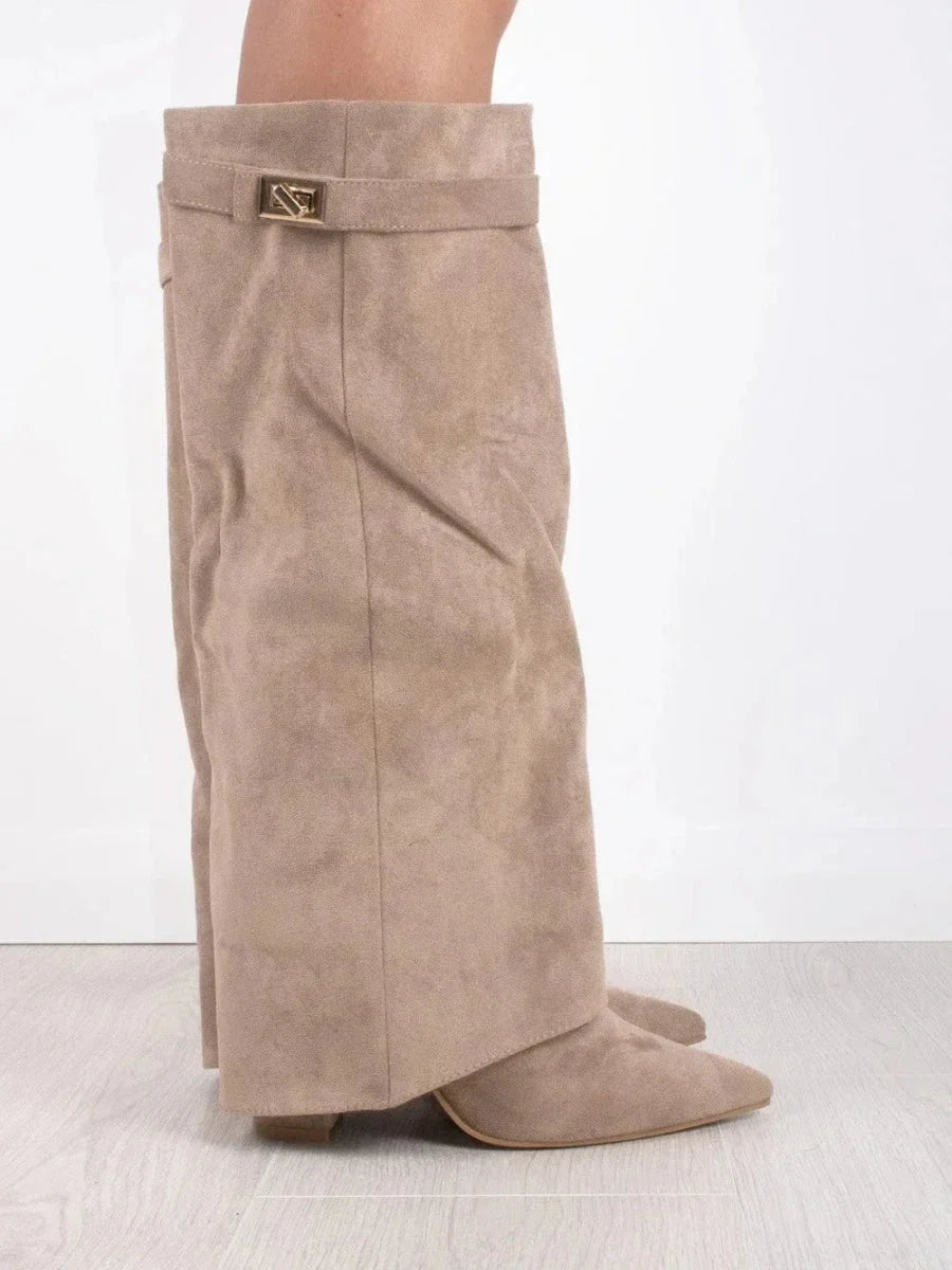 Women's Fold Over Knee High Boots | Pointed Toe