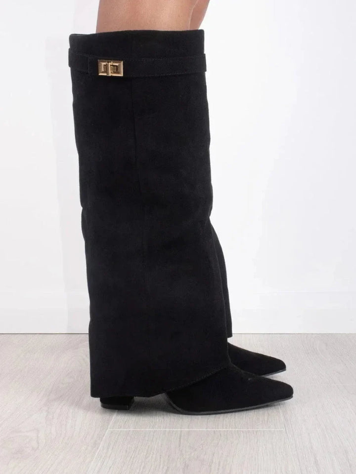 Women's Fold Over Knee High Boots | Pointed Toe