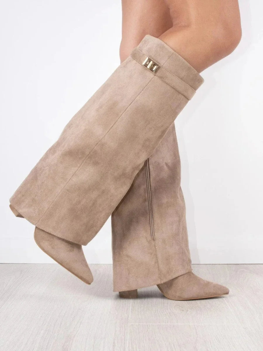 Women's Fold Over Knee High Boots | Pointed Toe