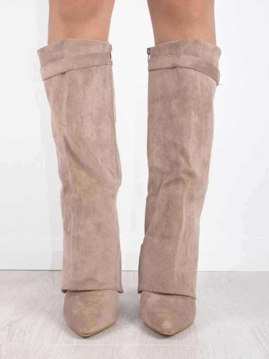 Women's Fold Over Knee High Boots | Pointed Toe