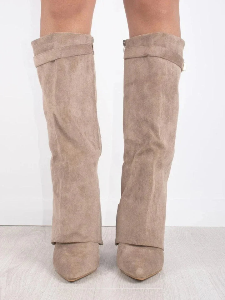 Women's Fold Over Knee High Boots | Pointed Toe