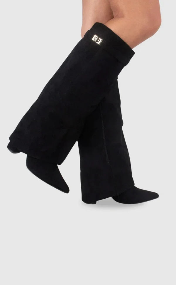 Women's Fold Over Knee High Boots | Pointed Toe