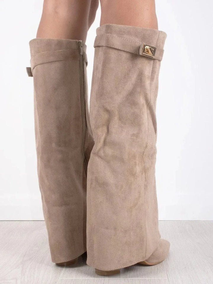 Women's Fold Over Knee High Boots | Pointed Toe