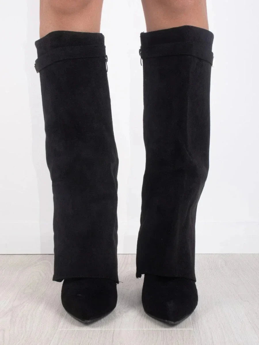 Women's Fold Over Knee High Boots | Pointed Toe
