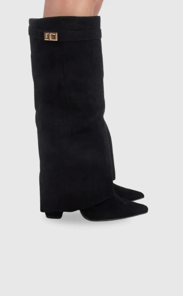 Women's Fold Over Knee High Boots | Pointed Toe