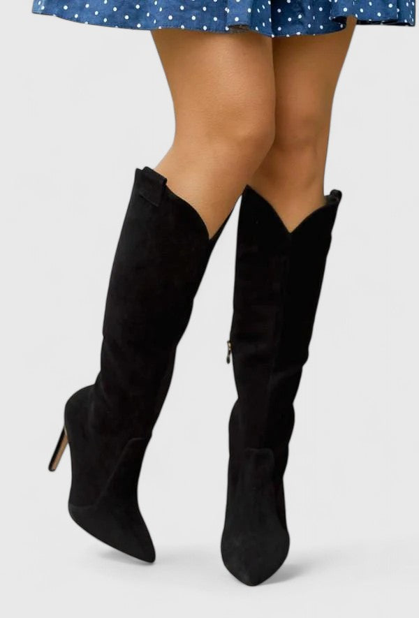 Women's Pointed Toe Stiletto Knee High Boots | Zip