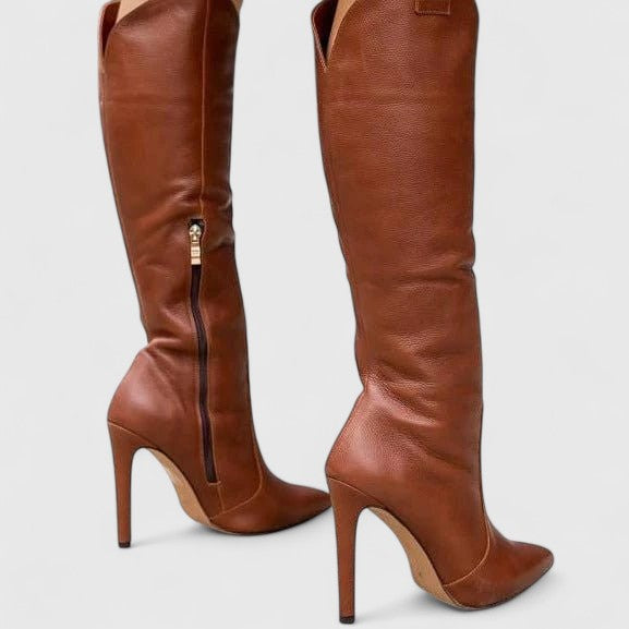 Women's Pointed Toe Stiletto Knee High Boots | Zip