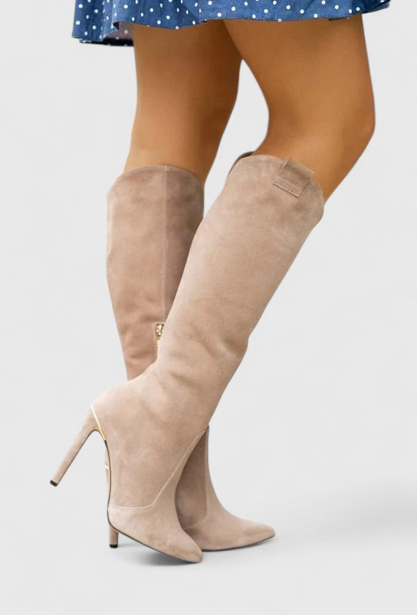 Women's Pointed Toe Stiletto Knee High Boots | Zip