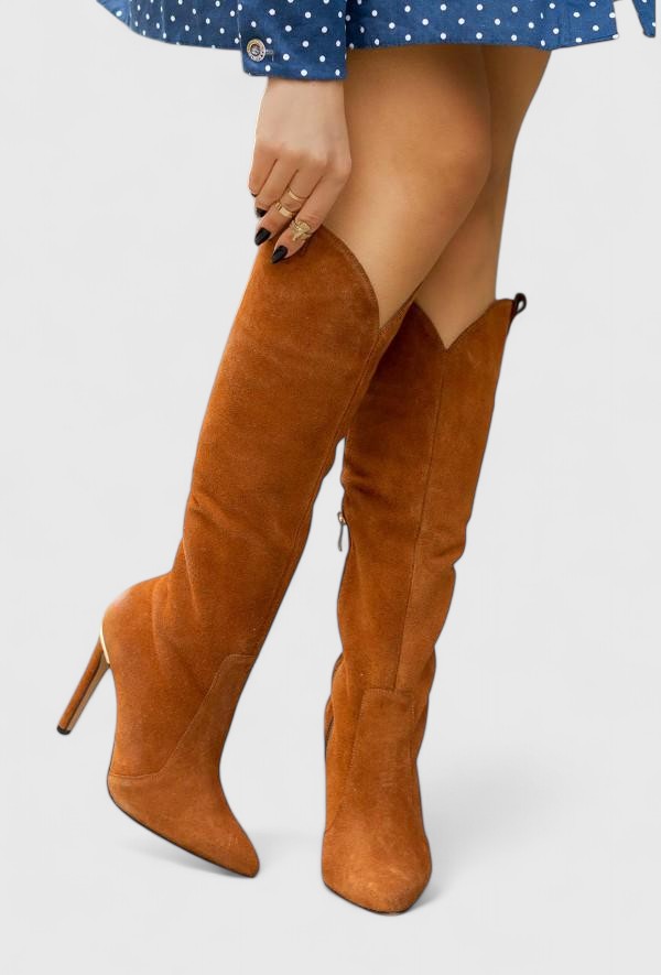 Women's Pointed Toe Stiletto Knee High Boots | Zip