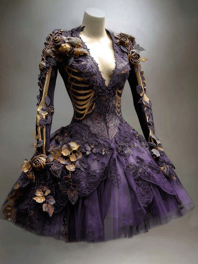 Women's Vintage Long Sleeve Mini Dress | Halloween