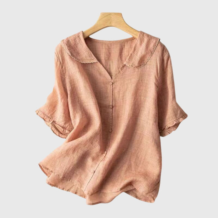 Women's Vintage Elegant Collared Blouse | Short Sleeves
