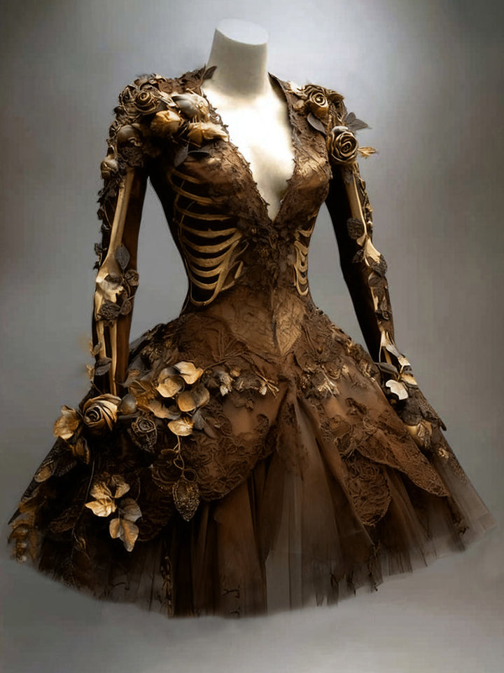 Women's Vintage Long Sleeve Mini Dress | Halloween