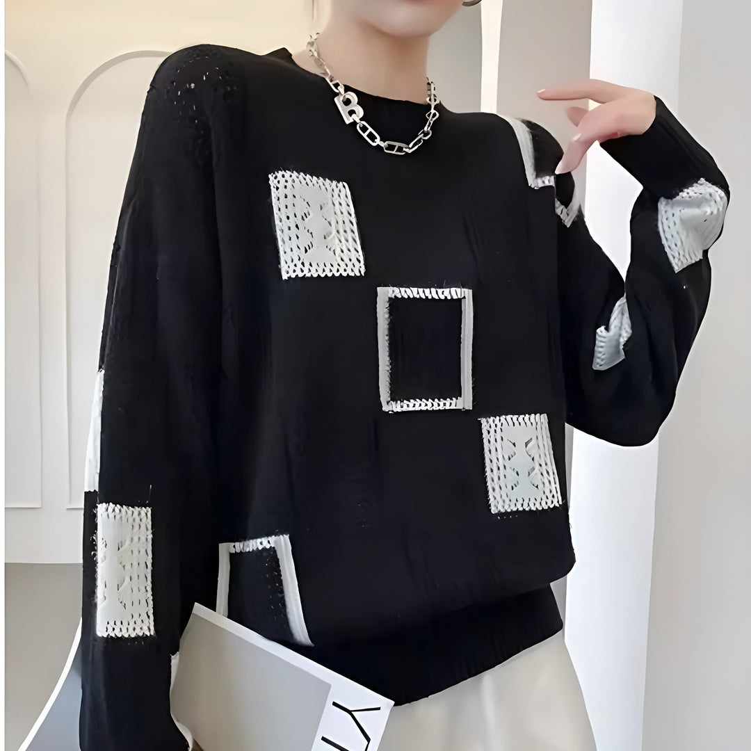 Women's Patchwork Textured Jumper | Colour Block