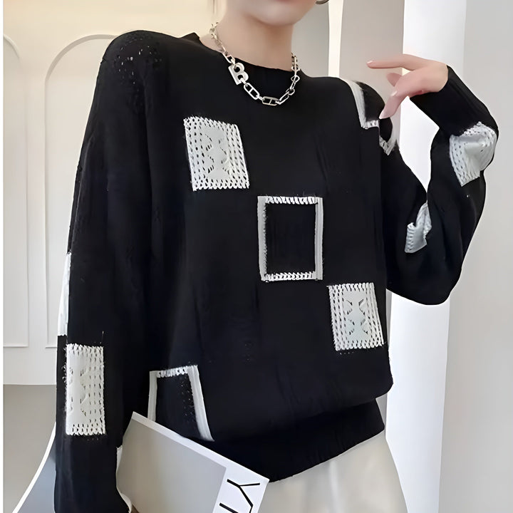 Women's Patchwork Textured Jumper | Colour Block