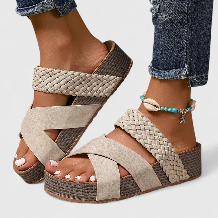 Women's Boho Thick Sole Strappy Slide Sandals | Slip On