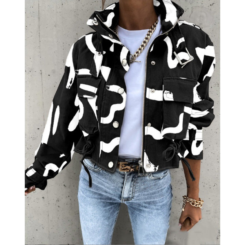 Women's Abstract Print Jacket | Elegant