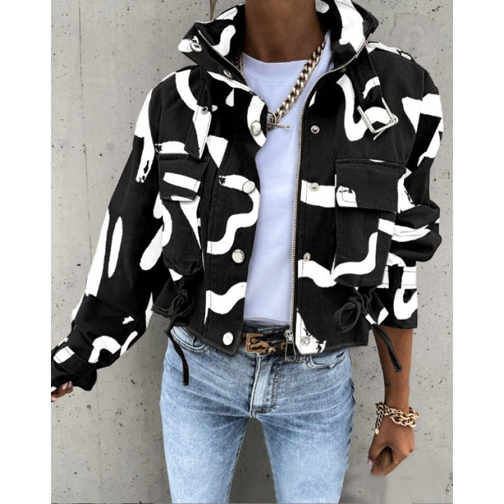 Women's Abstract Print Jacket | Elegant