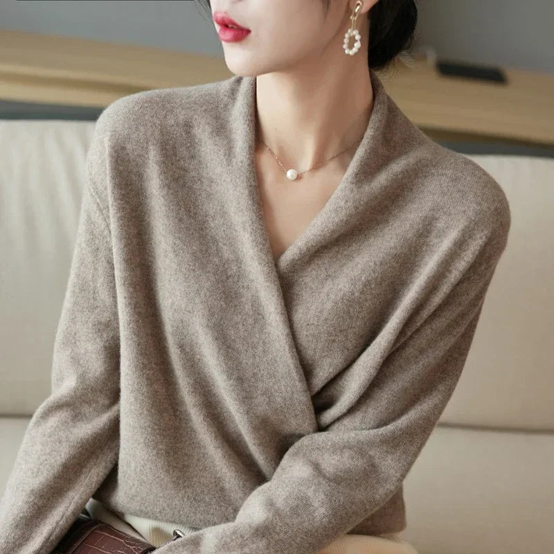 Women's Winter Wrap Knit Jumper | V Neck