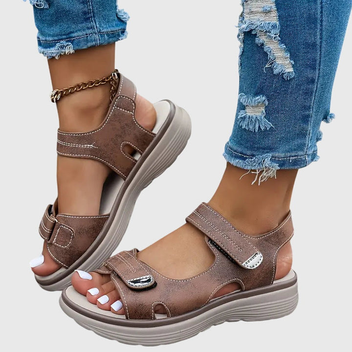 Women's Cutout Hook and Loop Sandals | Ankle Strap