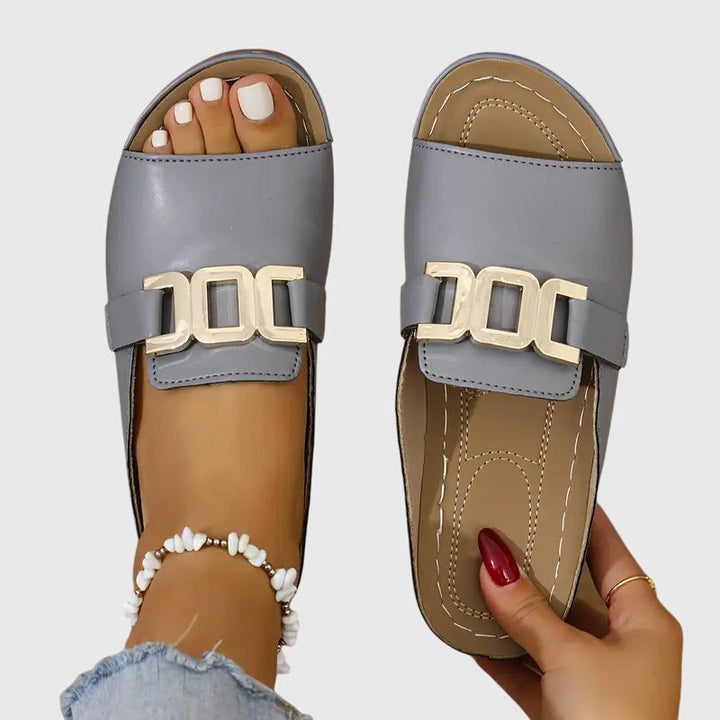 Women's Casual Buckle Detail Slide Sandals | Slip On