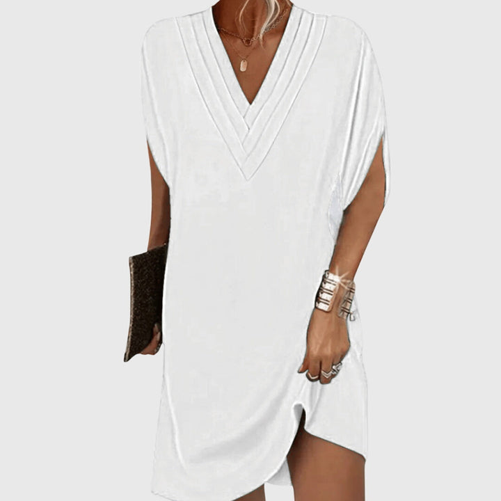 Women's Elegant Loose Fit V-Neck Dress | Mini