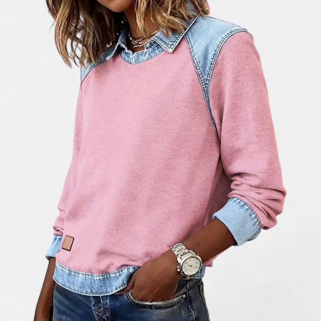 Women's Contrast Collar Sweatshirt | Casual