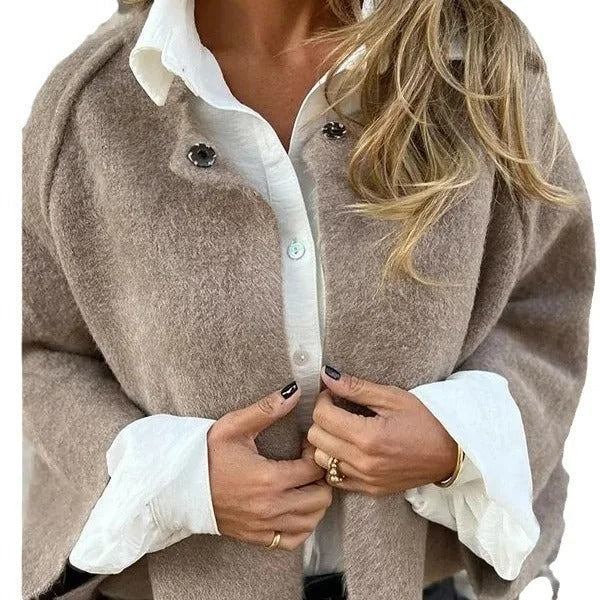 Women's Cropped Stand Collar Jacket | Textured