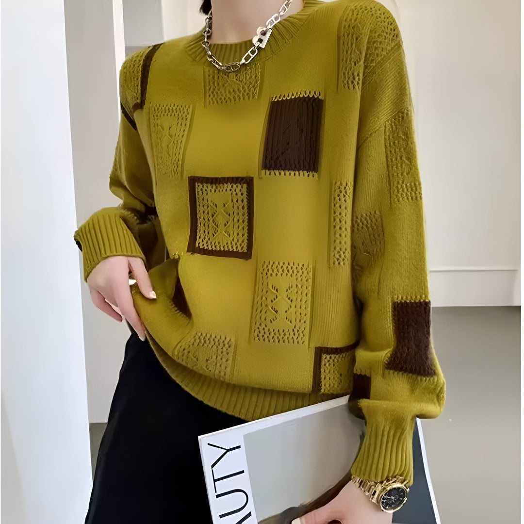 Women's Patchwork Textured Jumper | Colour Block