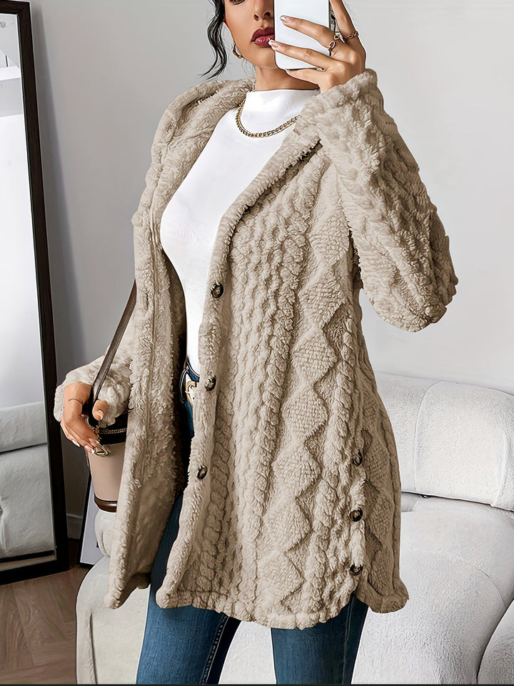 Women's Textured Elegant Coat | Longline