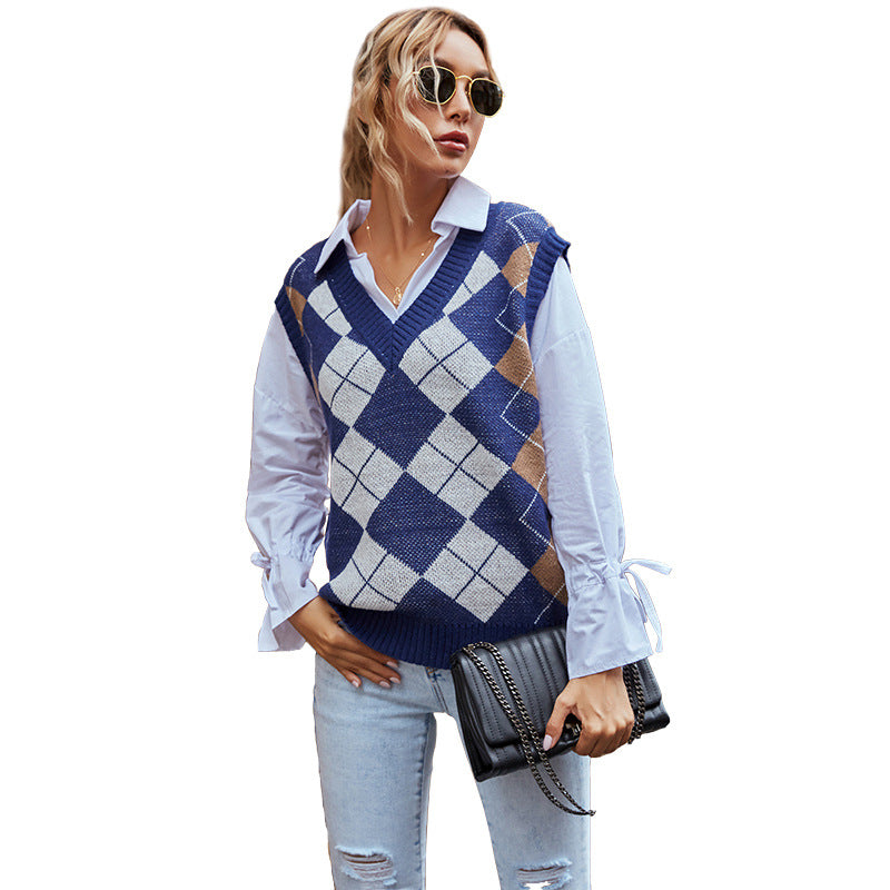 Women's Classic Argyle Knit Vest | Casual